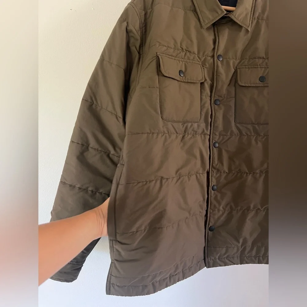 OOBE Brand‎ 161 King St. Men's Green Quilted Snap Button Front Overshirt Shacket